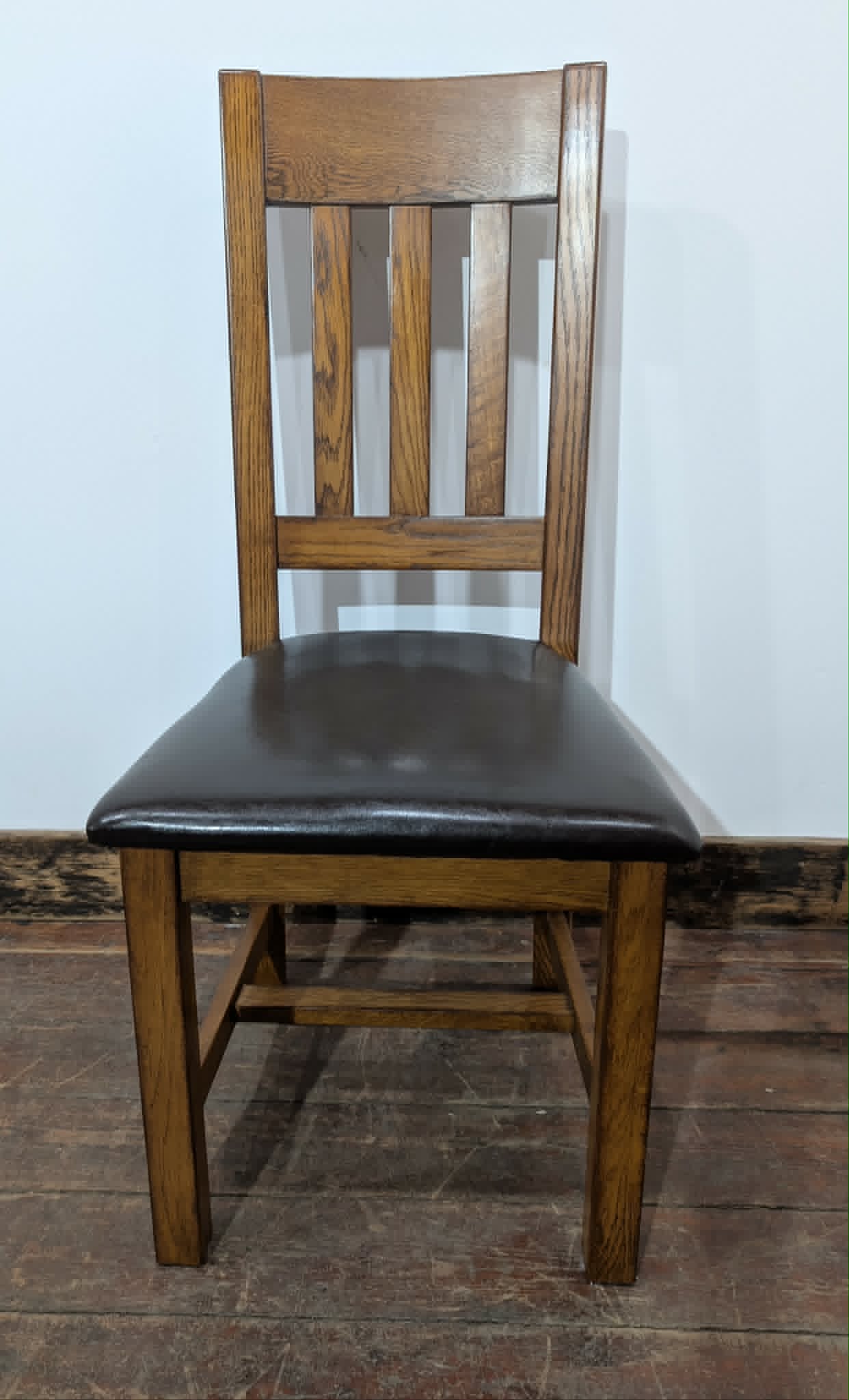 Set of Four Dining / Pub Chairs / Black Leather Seats