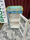 Colourful Painted Glass Display Cabinet Turquoise Blue Floral Storage Unit