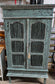 Blue Shabby Chic Tall Cabinet / Barred Doors