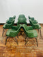 Set of 8 Green Leather Dining Chairs Armchairs Metal Legs Restaurant Cafe