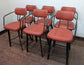 Set of 6 orange faux-leather counter-height stools for cafe / pub / restaurant