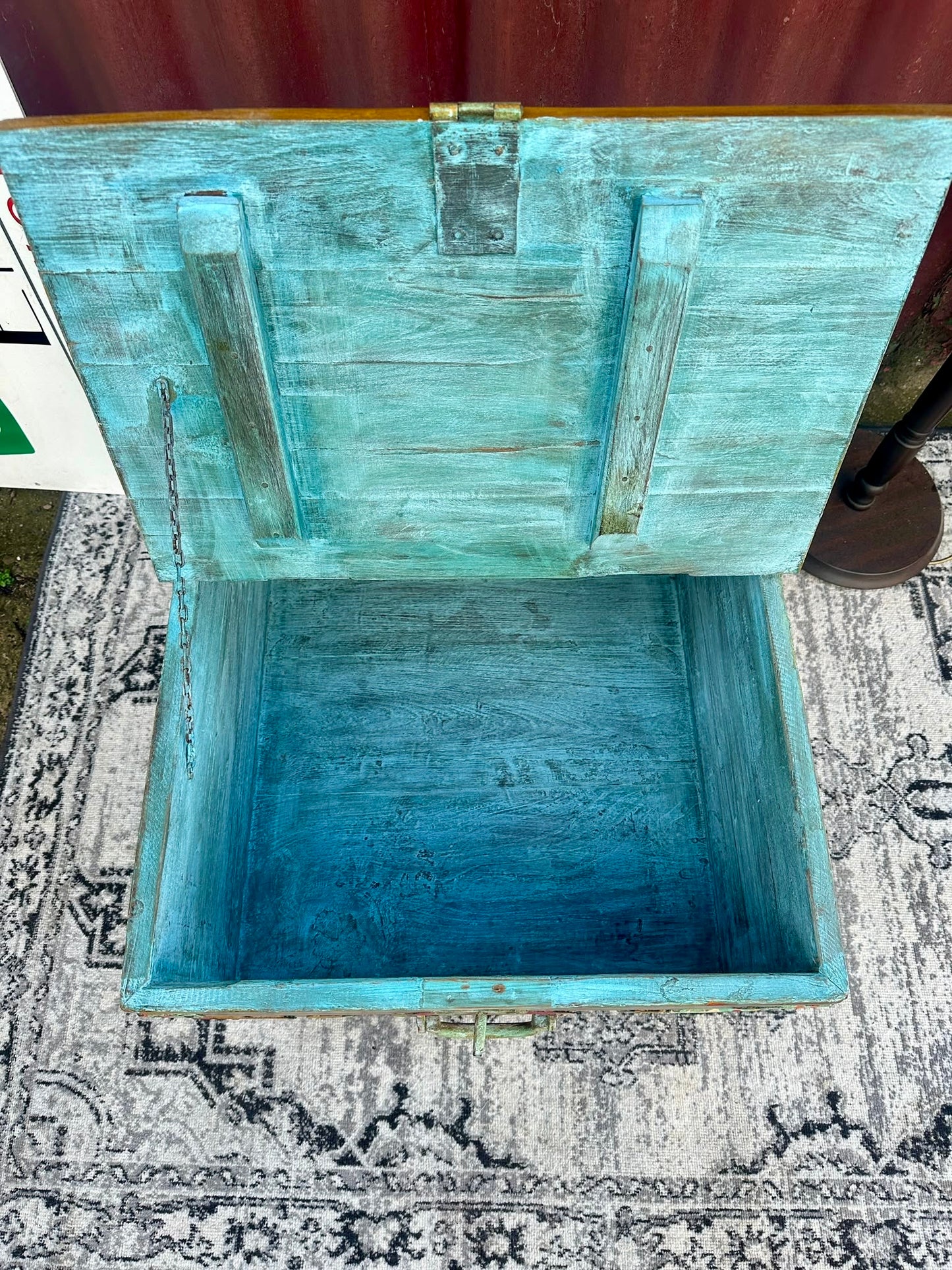 Colourful Hand Painted Wooden Storage Chest Coffee Table Floral Boho Style