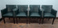 Set of 4 bottle green faux leather tub chairs / fabric backs / pub seating