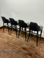 Set of 4 Black Genuine Leather Bar Stools Restaurant Bar Pub