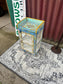 Colourful Painted Glass Display Cabinet Turquoise Blue Floral Storage Unit