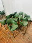 Set of 8 Green Leather Dining Chairs Armchairs Metal Legs Restaurant Cafe