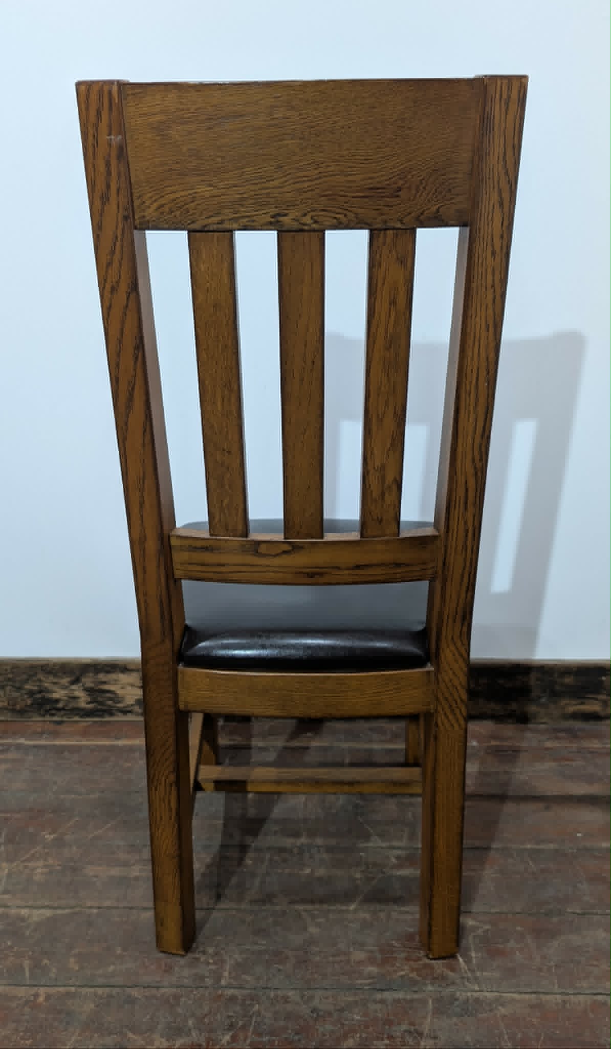 Set of Four Dining / Pub Chairs / Black Leather Seats