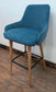 Set of 4 teal suede-like fabric bar stools for cafe / pub / restaurant
