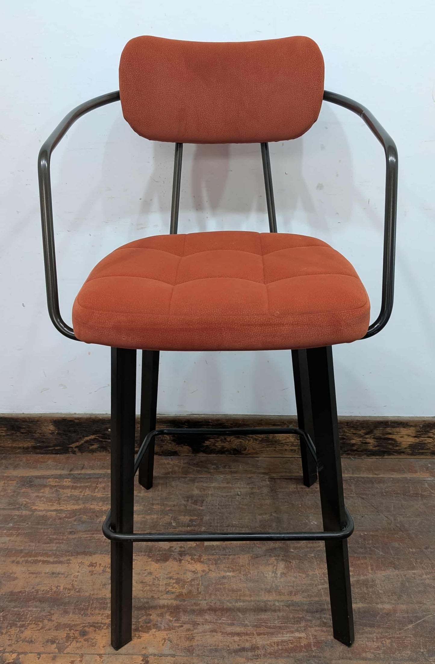 Set of 4 mixed colour bar stools (2 teal, 2 orange) for cafe / pub / restaurant