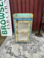 Colourful Painted Glass Display Cabinet Turquoise Blue Floral Storage Unit
