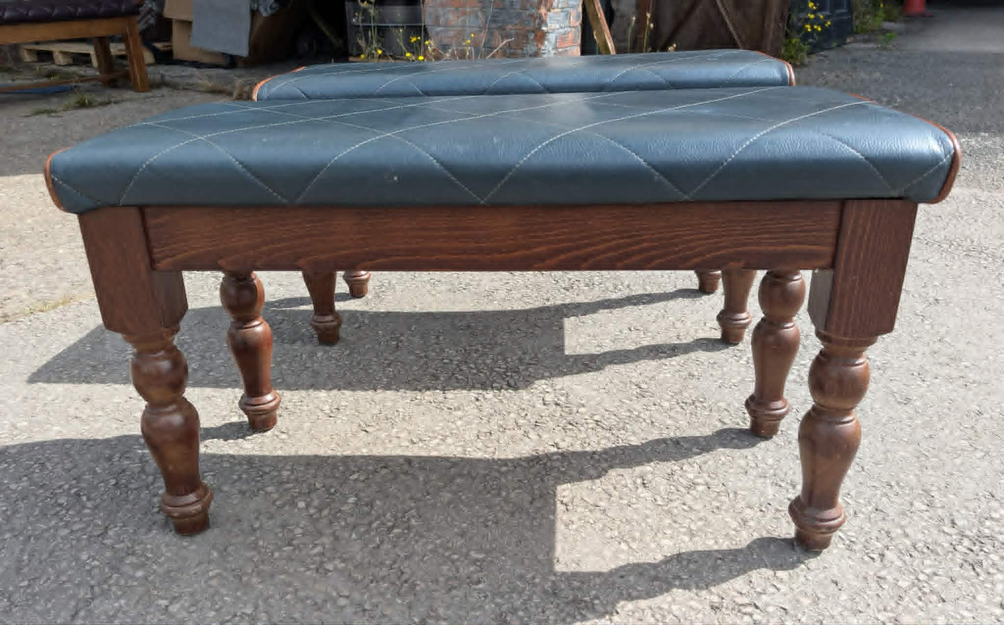 Small upholstered pub benches