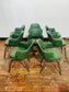Set of 8 Green Leather Dining Chairs Armchairs Metal Legs Restaurant Cafe