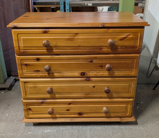 Classic Pine Chest of Drawers / Four Drawers / Home Furniture