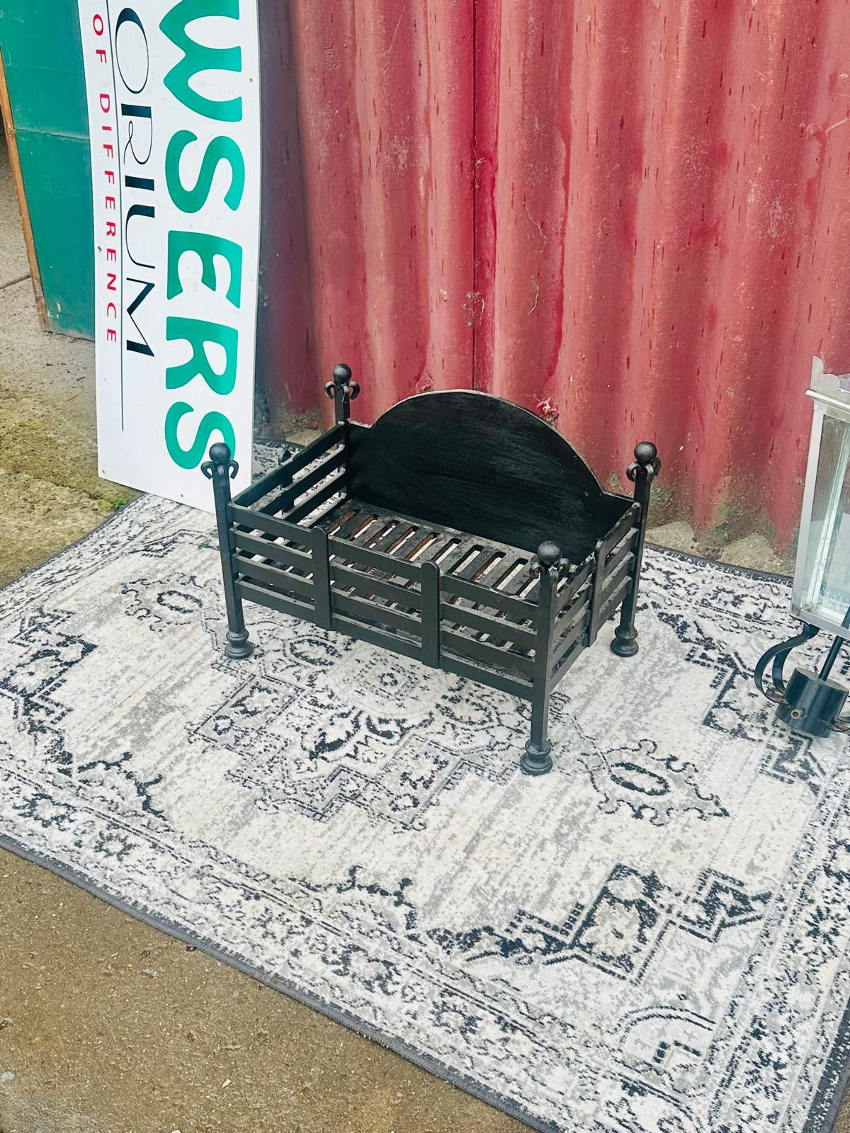 Handmade Black Metal Fire Basket Wrought Iron Open Fireplace Grate Hearth
