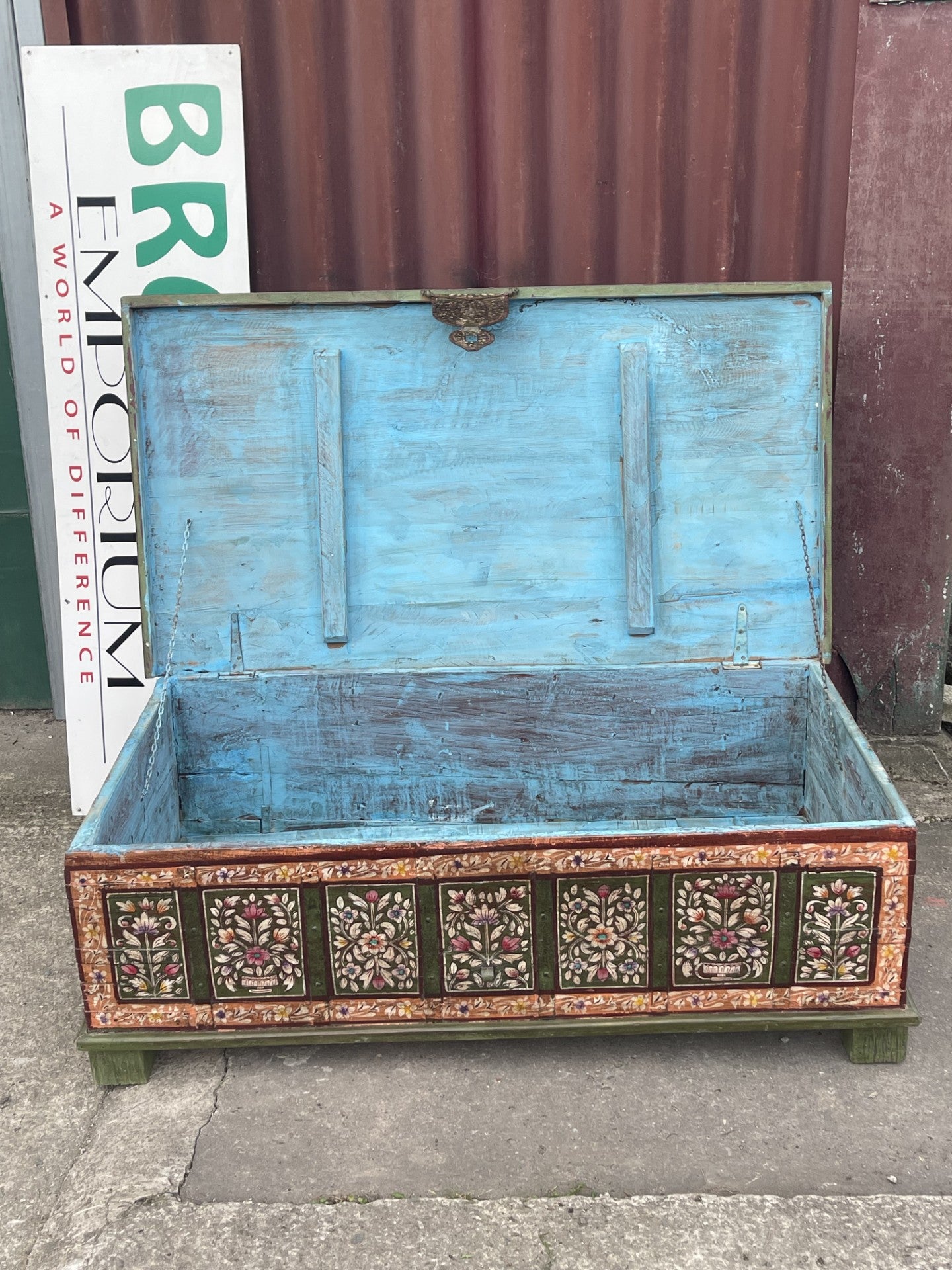Hand Painted Indian Style Coffee Table Storage Chest Floral Decorative Trunk