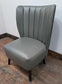 Set of 8 high back grey comfy faux-leather and fabric chairs