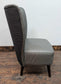 Set of 8 high back grey comfy faux-leather and fabric chairs