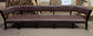 Long Red/Brown Faux Leather Indoor Pub / Bar /Cafe Bench with Black Wooden Frame