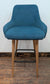 Set of 4 teal suede-like fabric bar stools for cafe / pub / restaurant