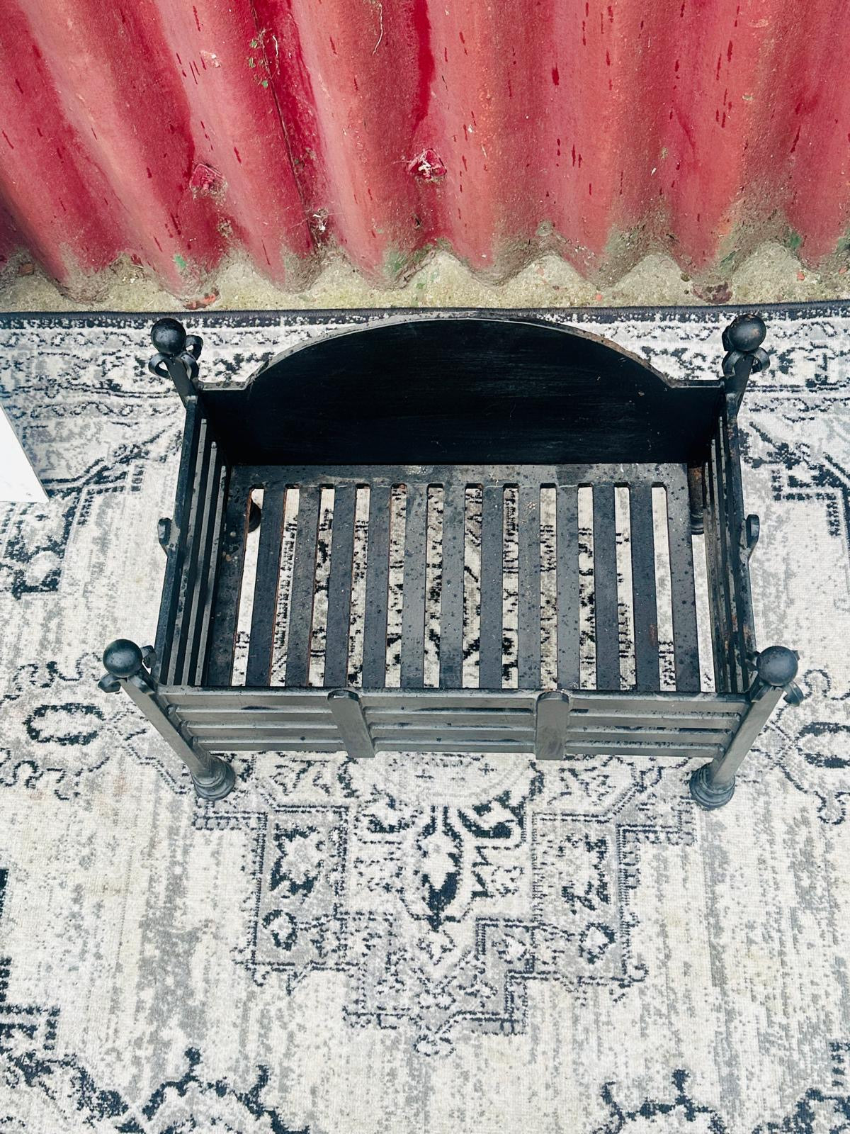 Handmade Black Metal Fire Basket Wrought Iron Open Fireplace Grate Hearth