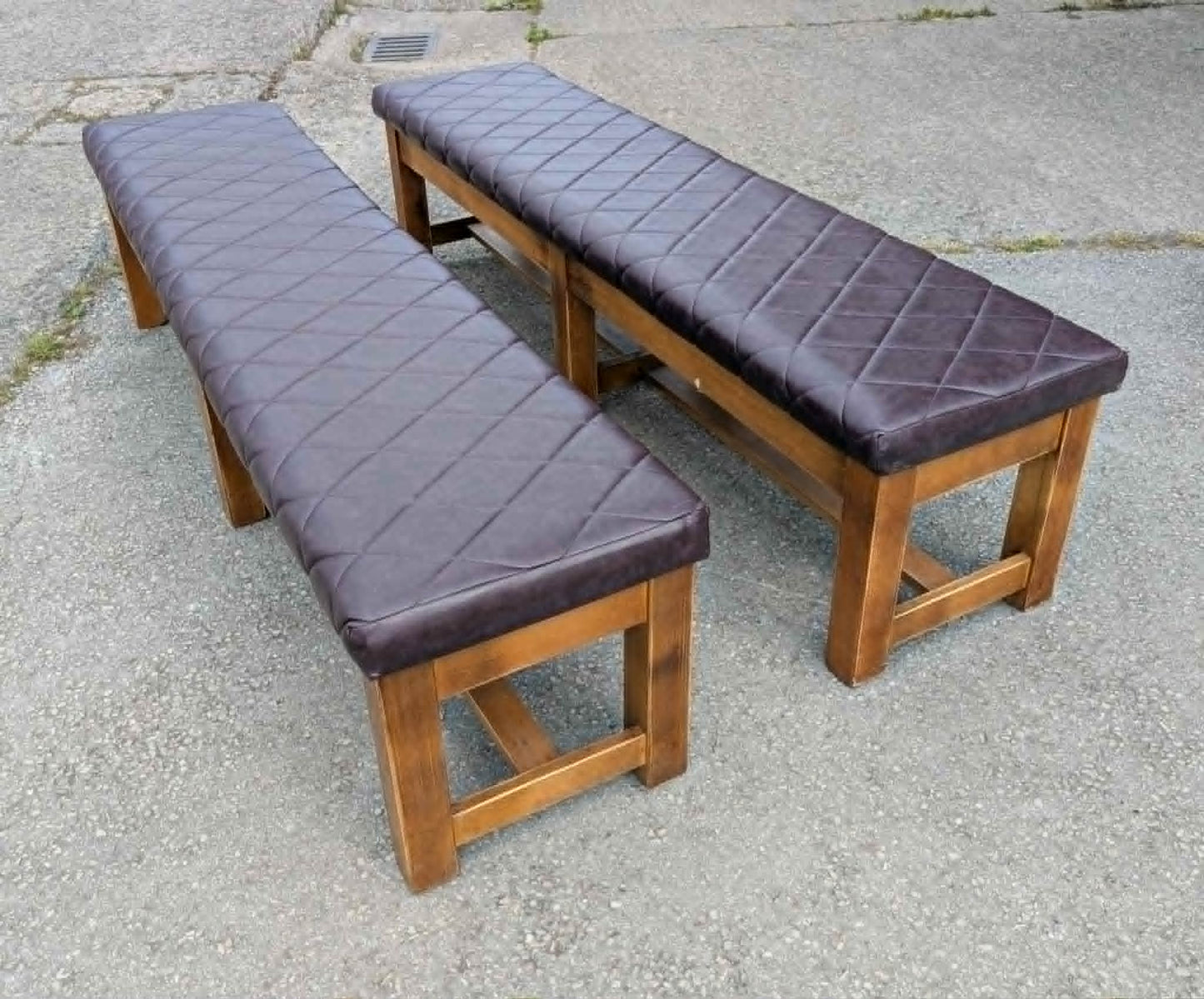 Large upholstered pub benches