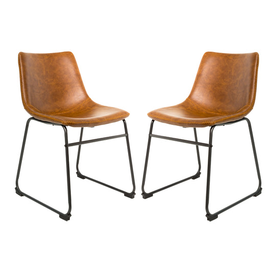 Pair of Tan Cooper Vegan Leather Dining Chairs