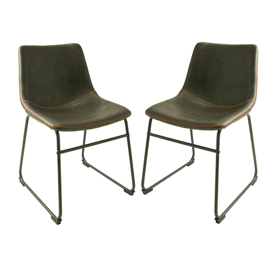 Pair of Grey Cooper Vegan Leather Dining Chairs