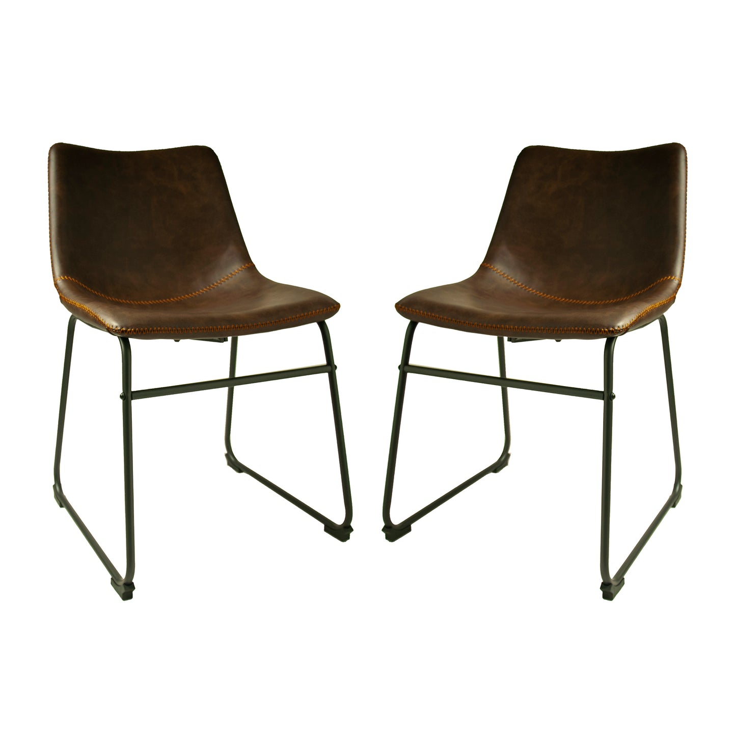 Pair of Chestnut Cooper Vegan Leather Dining Chairs
