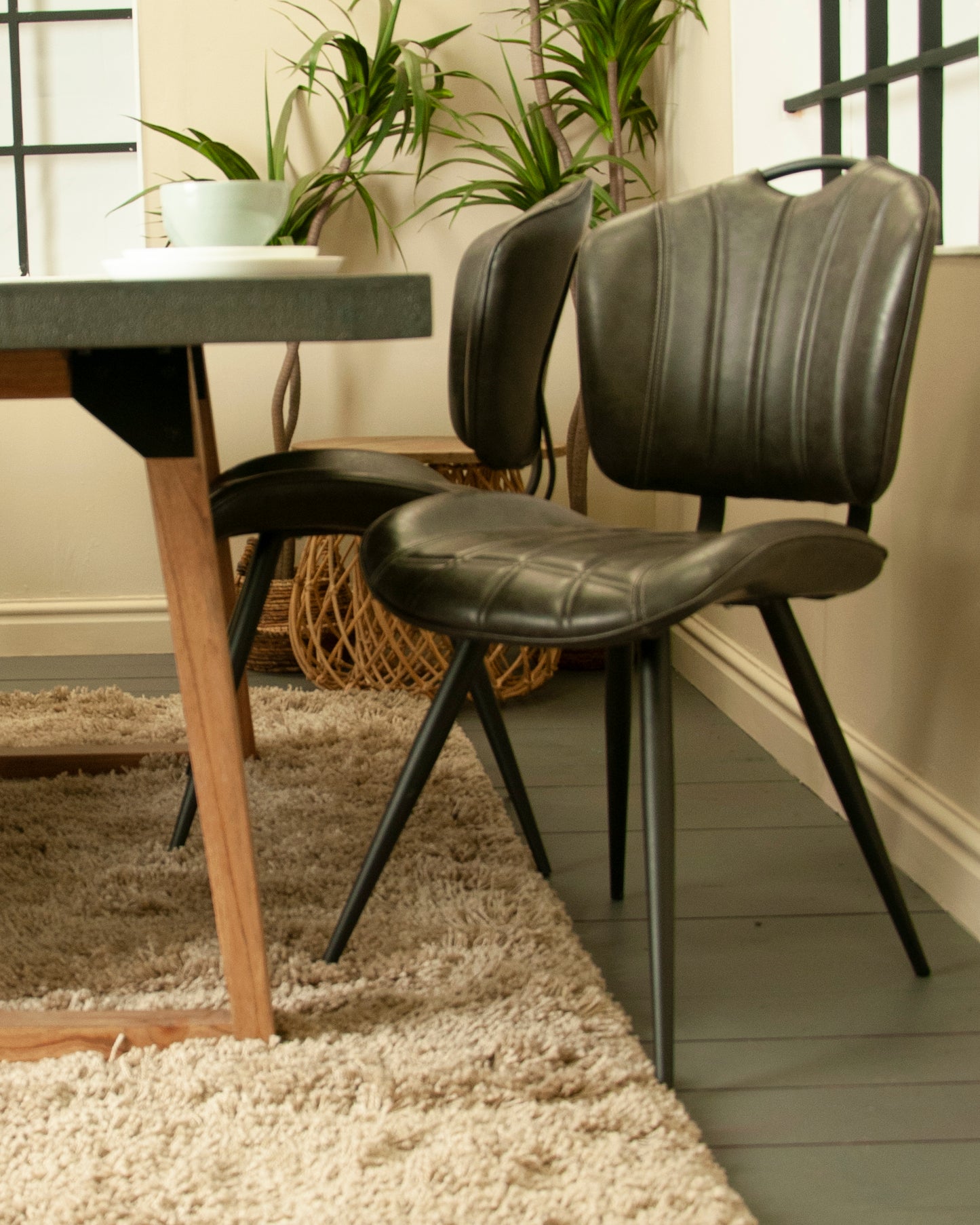 Healey Grey Vegan Leather Dining Chairs