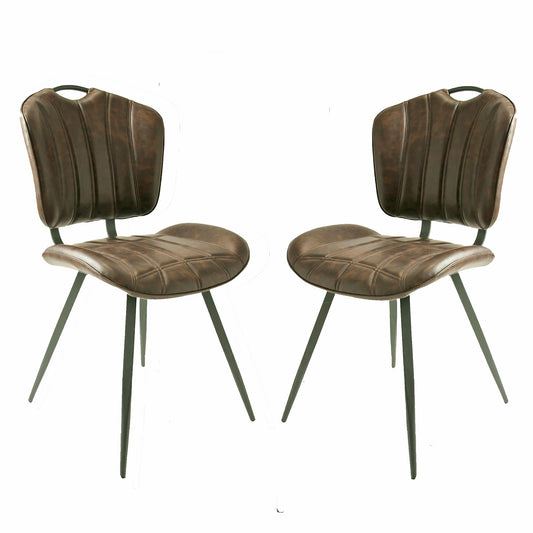 Healey Chestnut Vegan Leather Dining Chairs