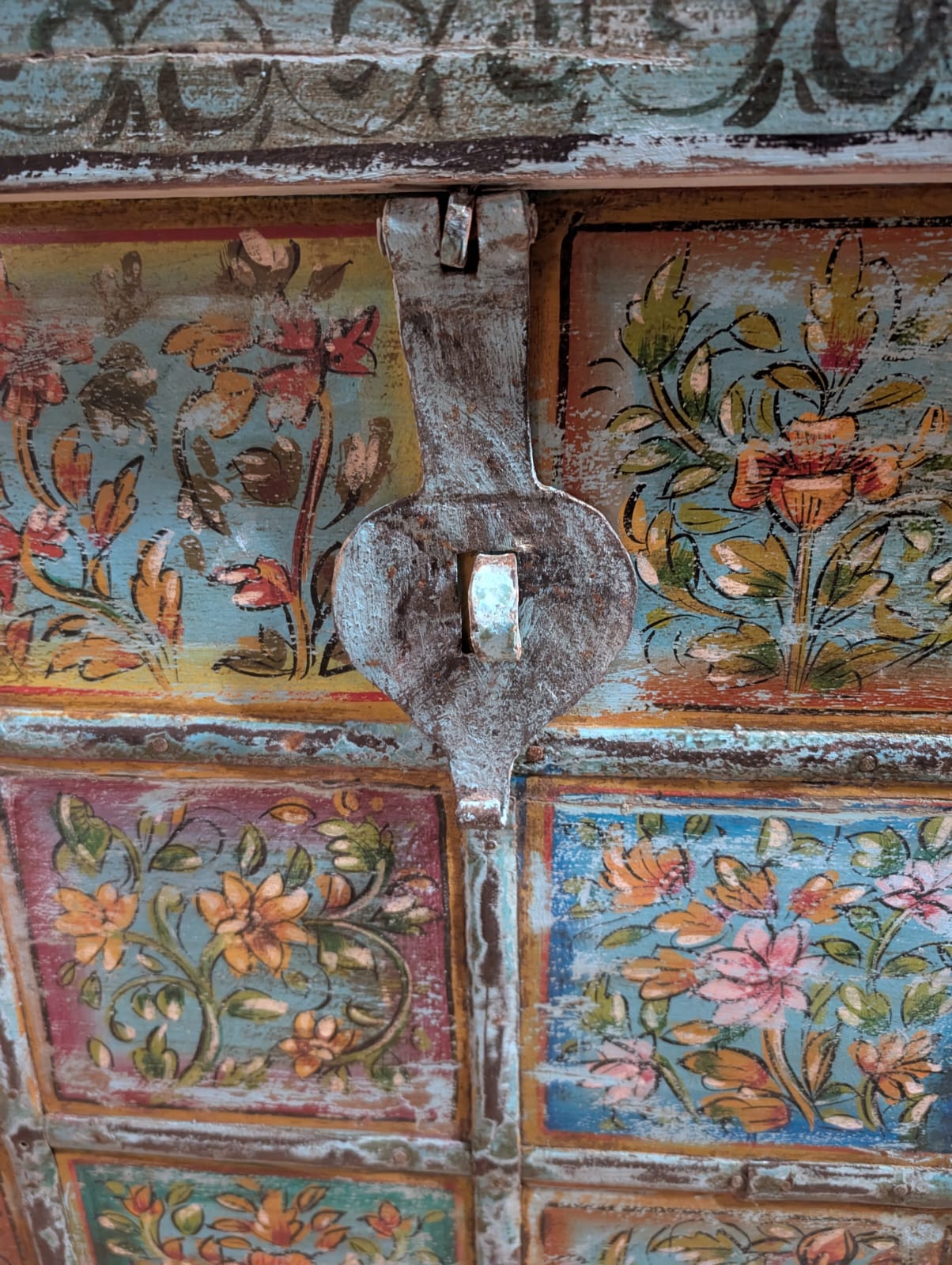 Colourful hand painted storage chest / blanket box with lift up lid