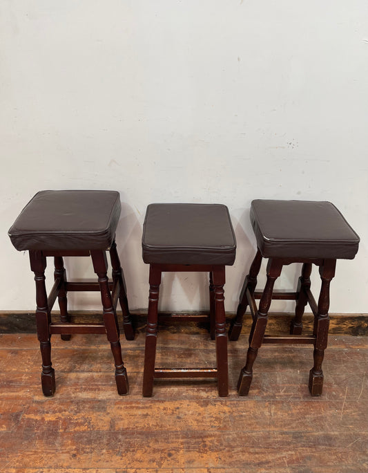 Set of 3 vintage bar stools (in need of light repair)