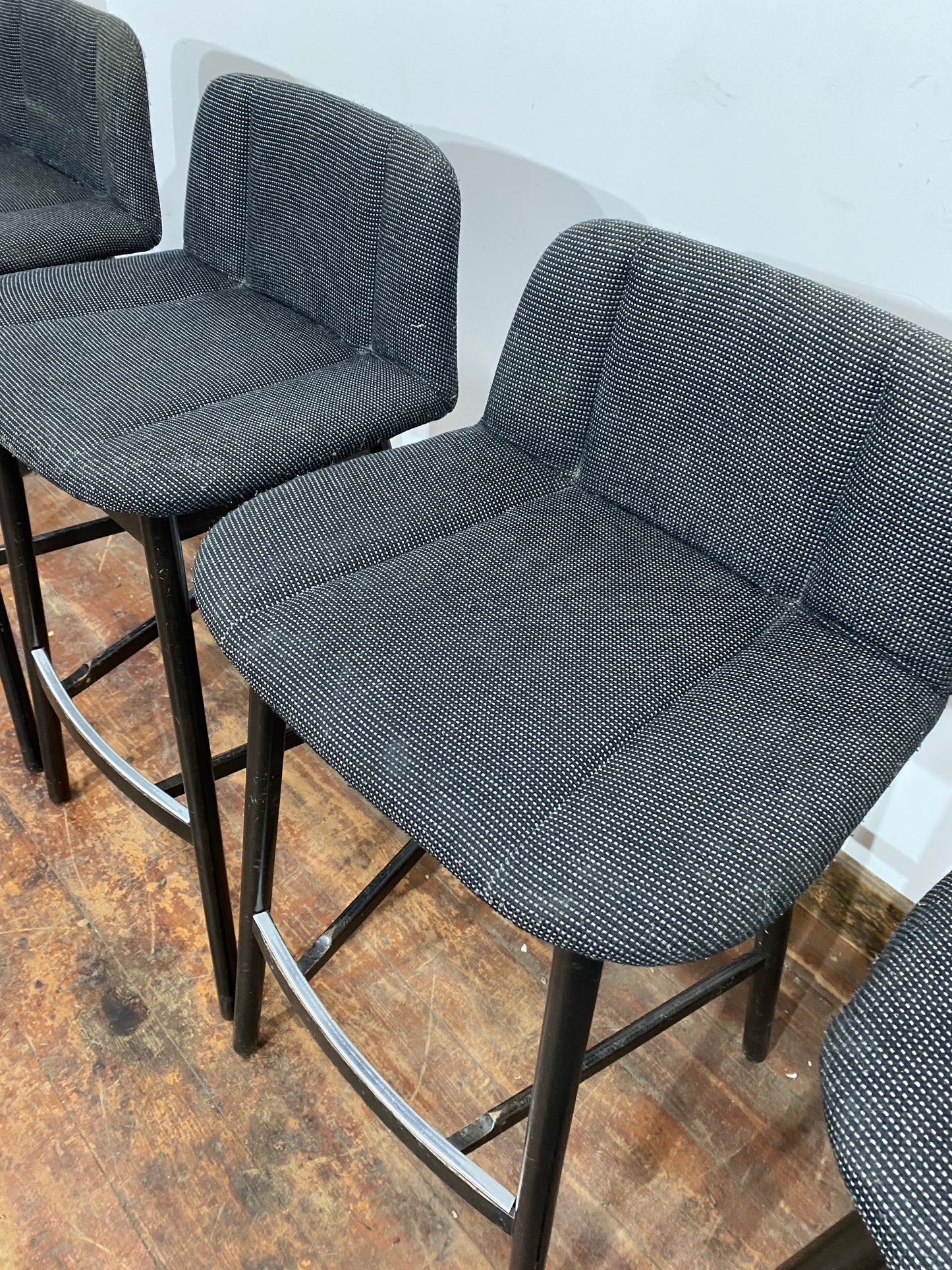 Pair of Black Fabric Bar Stools Browsers Emporium
