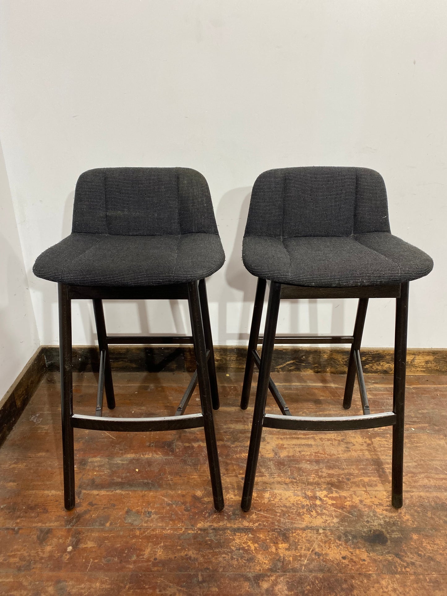 Pair of Black Fabric Bar Stools Browsers Emporium