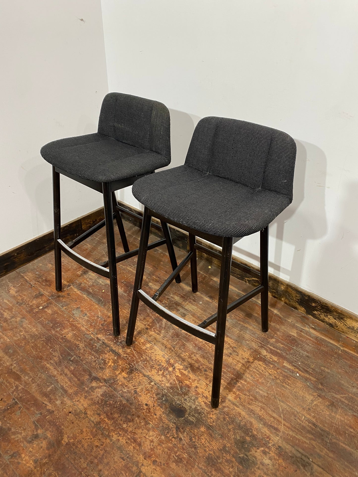 Pair of Black Fabric Bar Stools Browsers Emporium