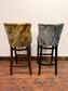Pair of bar stools with marble effect fabric backs