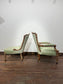 Victorian Style Carved Walnut Armchair/Side Chair/Sage Green Button Back Chairs