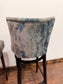 Pair of bar stools with marble effect fabric backs