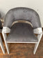 Pair of grey suede-feel chairs with white painted frames