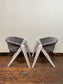 Pair of grey suede-feel chairs with white painted frames