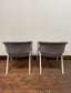 Pair of grey suede-feel chairs with white painted frames