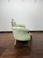 Antique Victorian Style Carved Walnut Two Seater Sofa Sage Green Upholstery