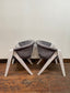 Pair of grey suede-feel chairs with white painted frames