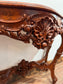 Vintage carved wooden hall table with flower detail