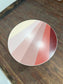 Modern Round Accent Side Table / Wooden Base with Pastel Geometric Top