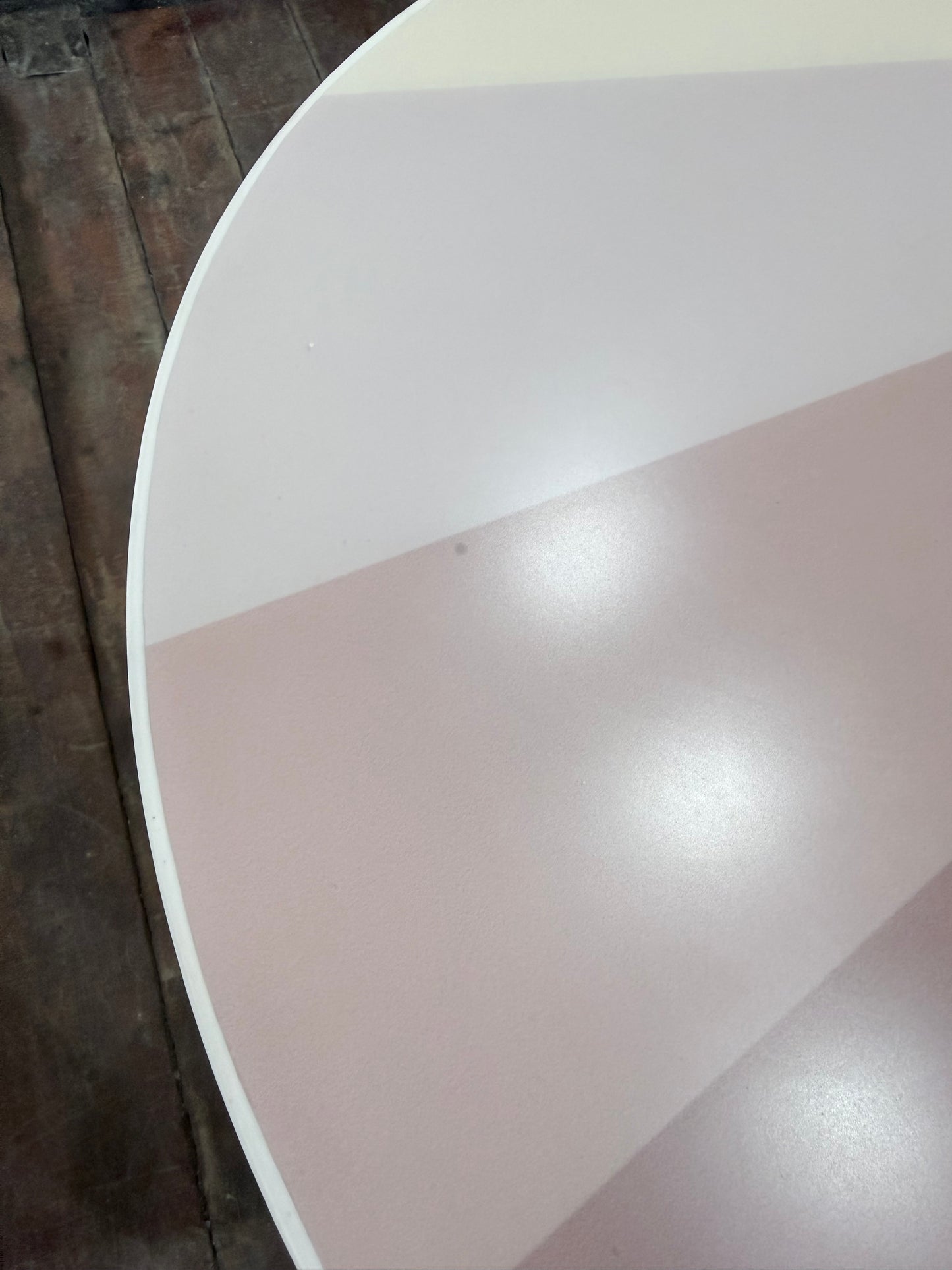 Modern Round Accent Side Table / Wooden Base with Pastel Geometric Top