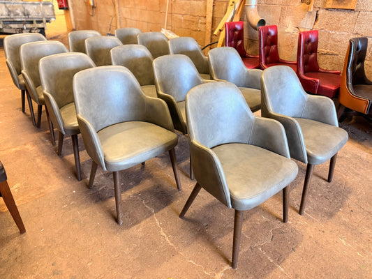 14 matching pub dining chairs in grey faux-leather