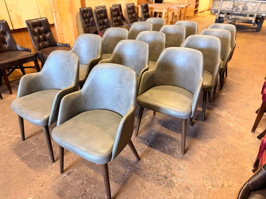 14 matching pub dining chairs in grey faux-leather