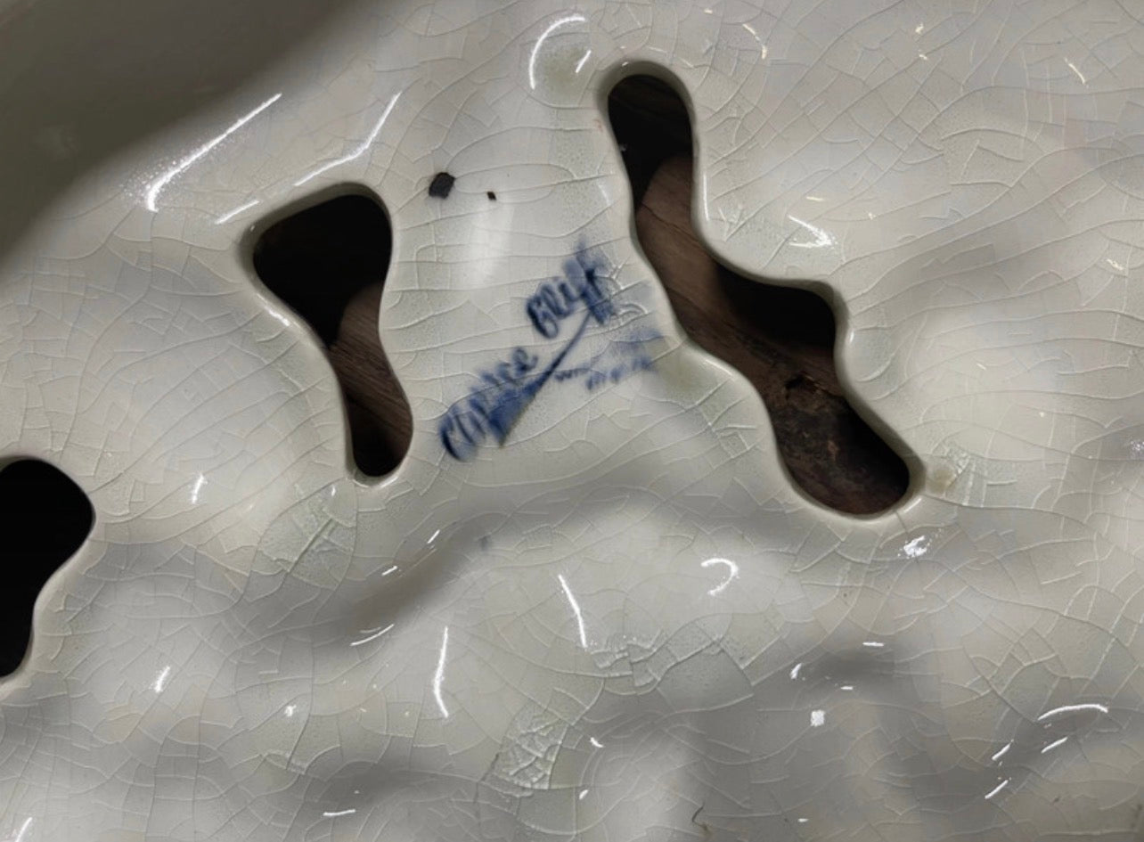 Ornate vintage Clarice Cliff 1940s floral wall plaque