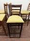 Set of 6 Wooden Bar Stools | Commercial Pub Restaurant Café Seating | Upholstered Sage Seats | High Stools